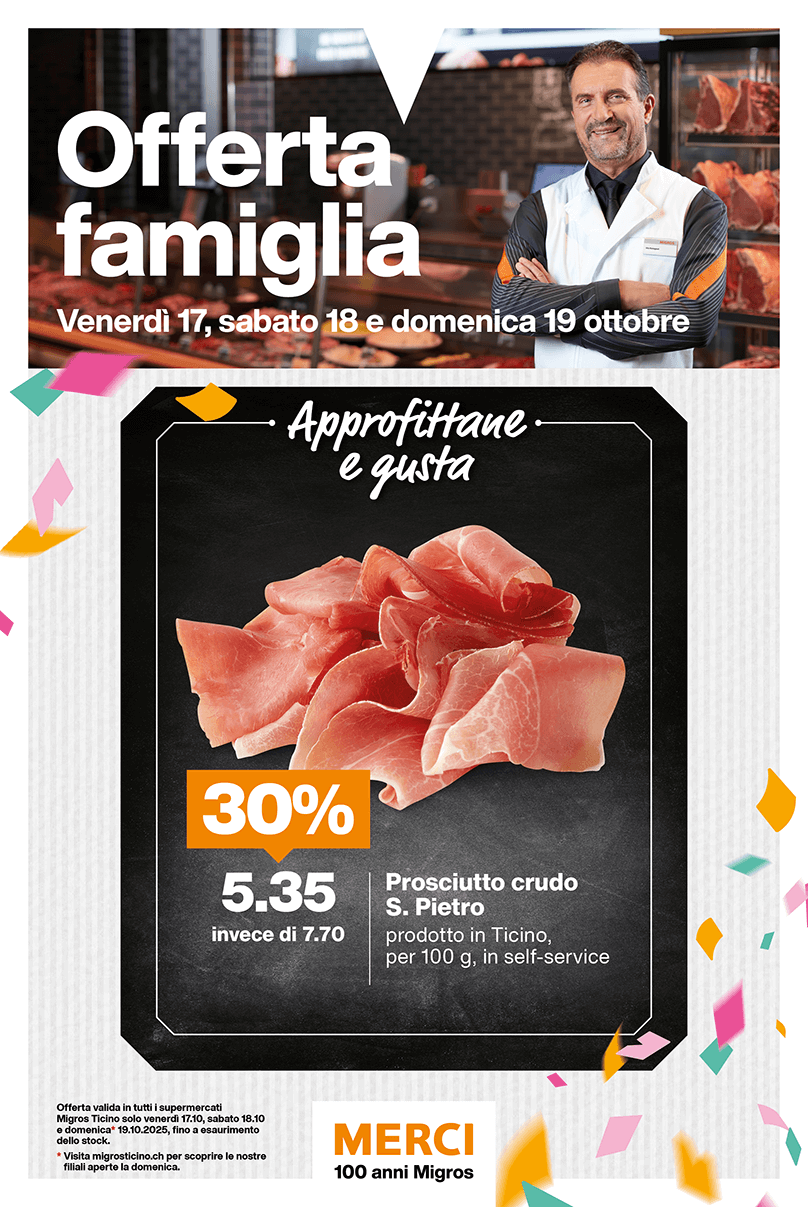 migros ticino offerte famiglia 25 sett 42 17 18 19 ottobre Prosciutto crudo S Pietro