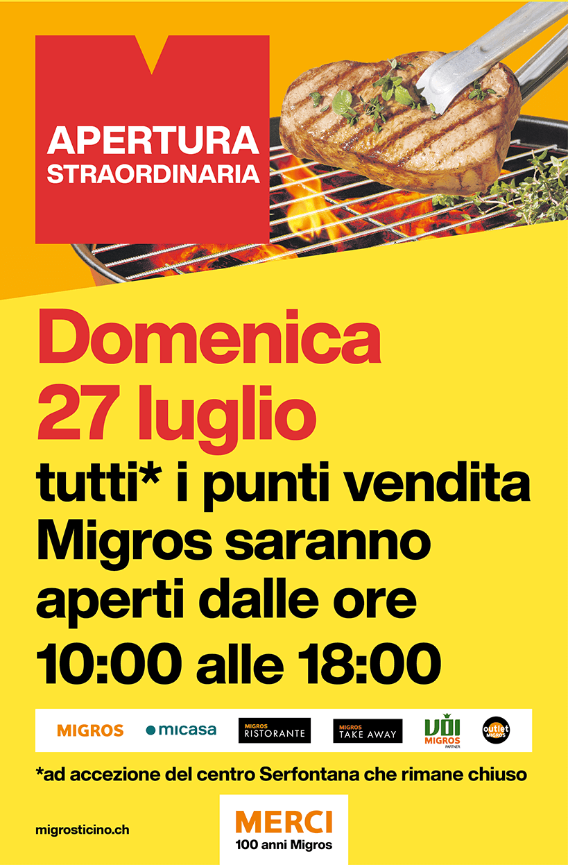 Apertura straordinaria domenica 27-07-2025