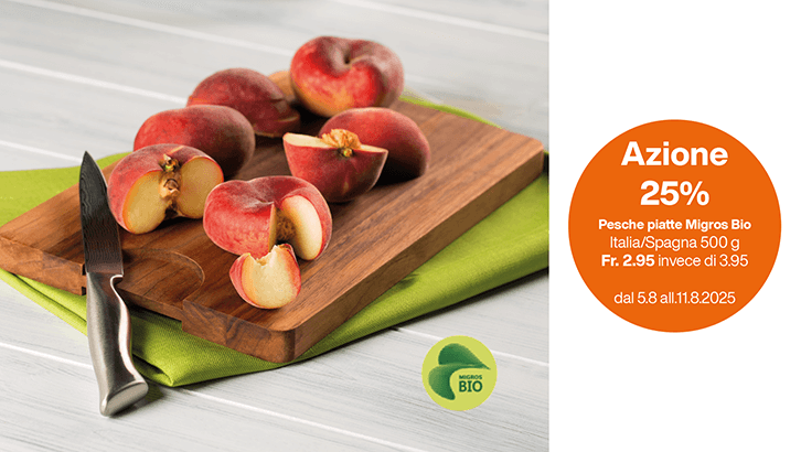 Fai il pieno di vitamine risparmiando Pesche piatte Migros Bio