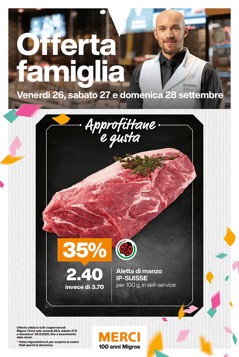 landing campagna social offerte famiglia 2025 26 27 28 settembre Aletta di manzo IP SUISSE