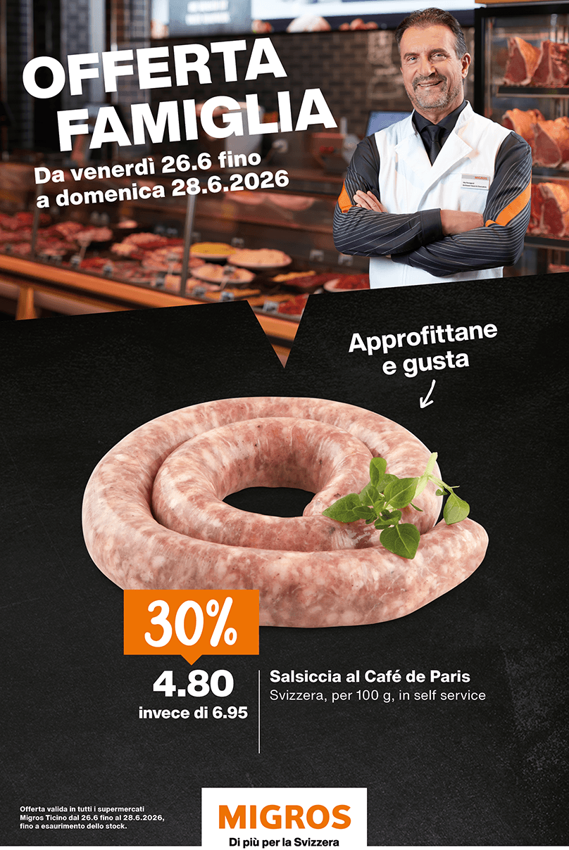 migros ticino offerte famiglia 26 sett 26 Salsiccia al Cafe de Paris